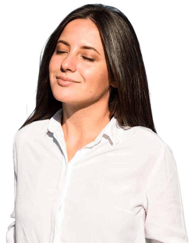 Woman experiencing calm through energy healing